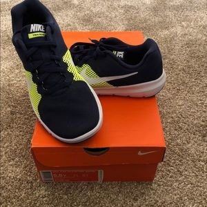 Navy and Lime green Nikes